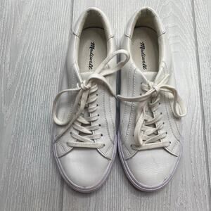 Madewell Women's White Leather Low Top Lace-Up Sneakers Size 8.5 Men's 7